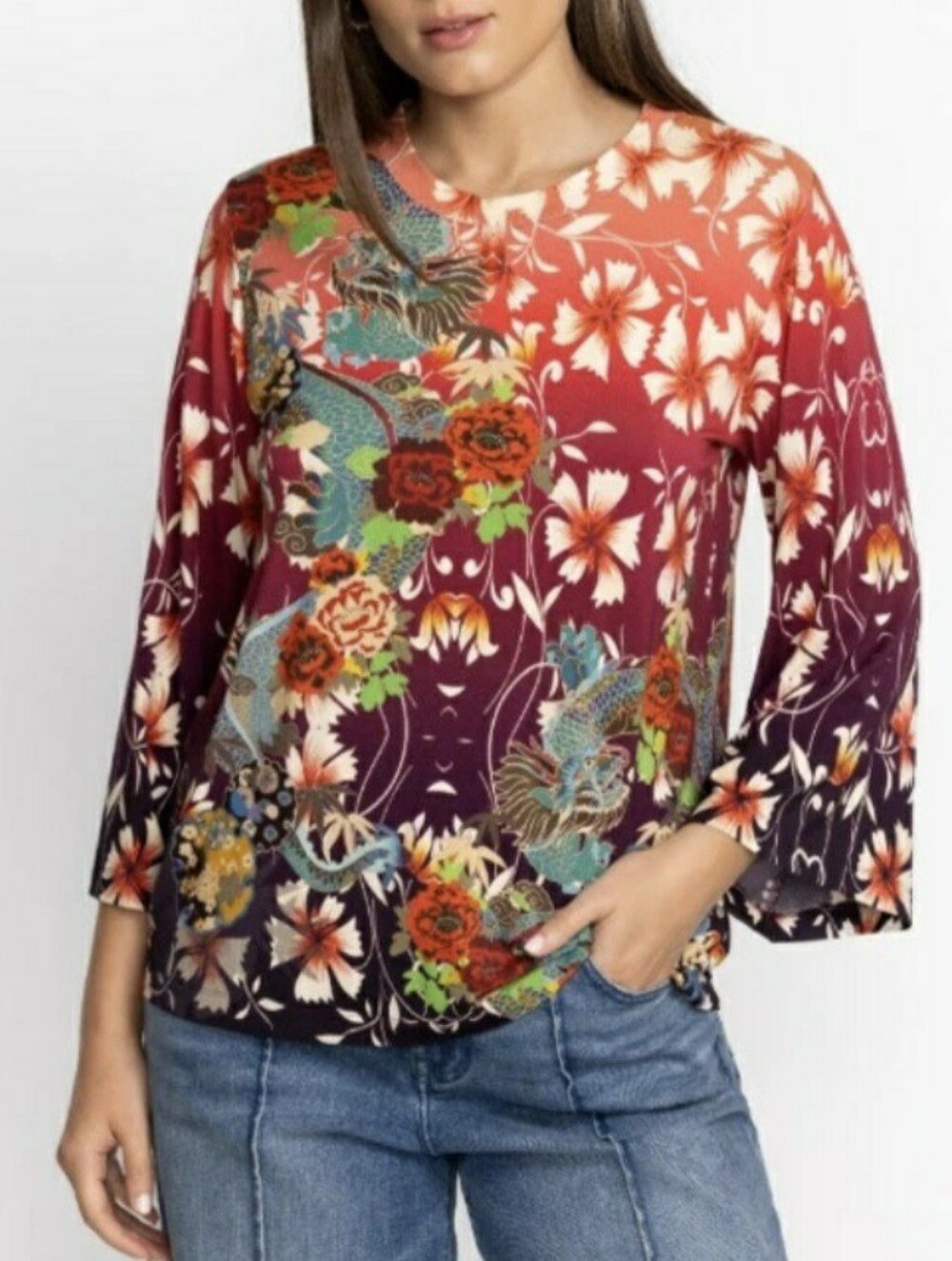 Johnny Was "Adalena" Kimono Sleeve Tee 2023